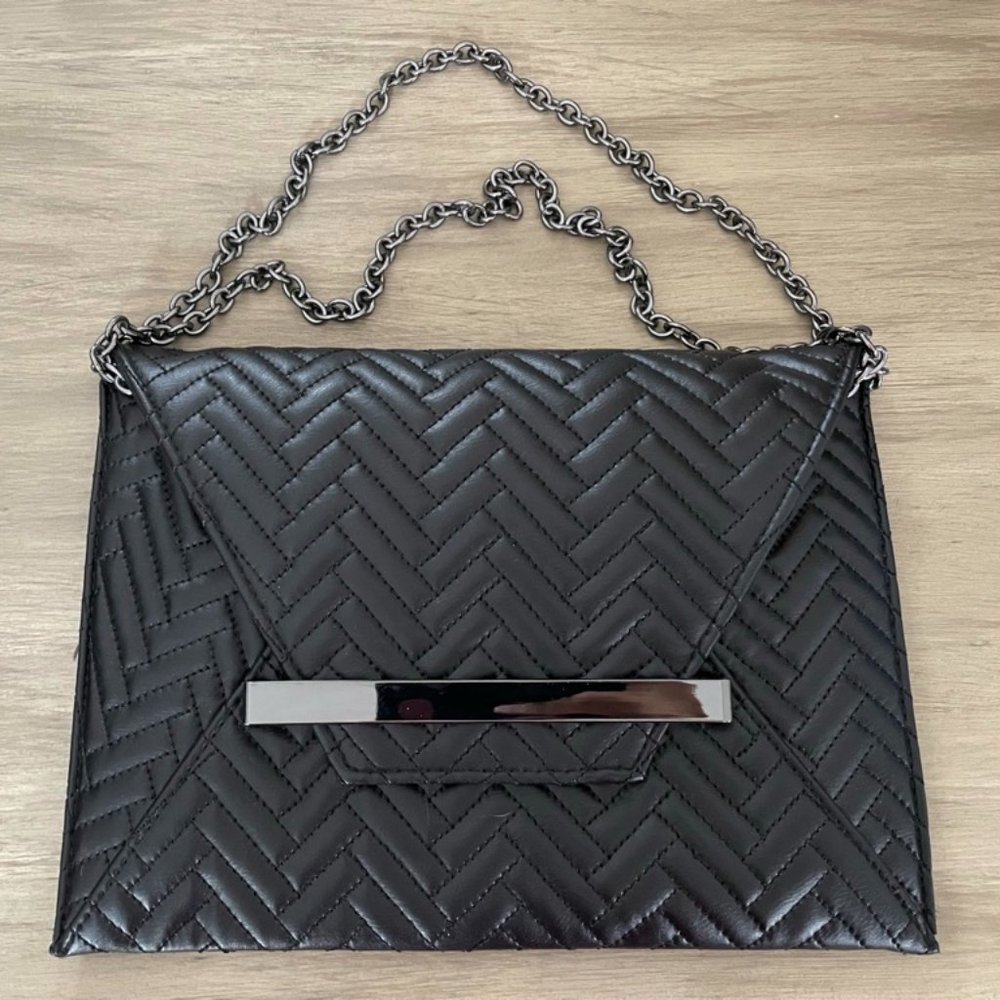 Black Envelope Bag with Dark Adjustable Chain